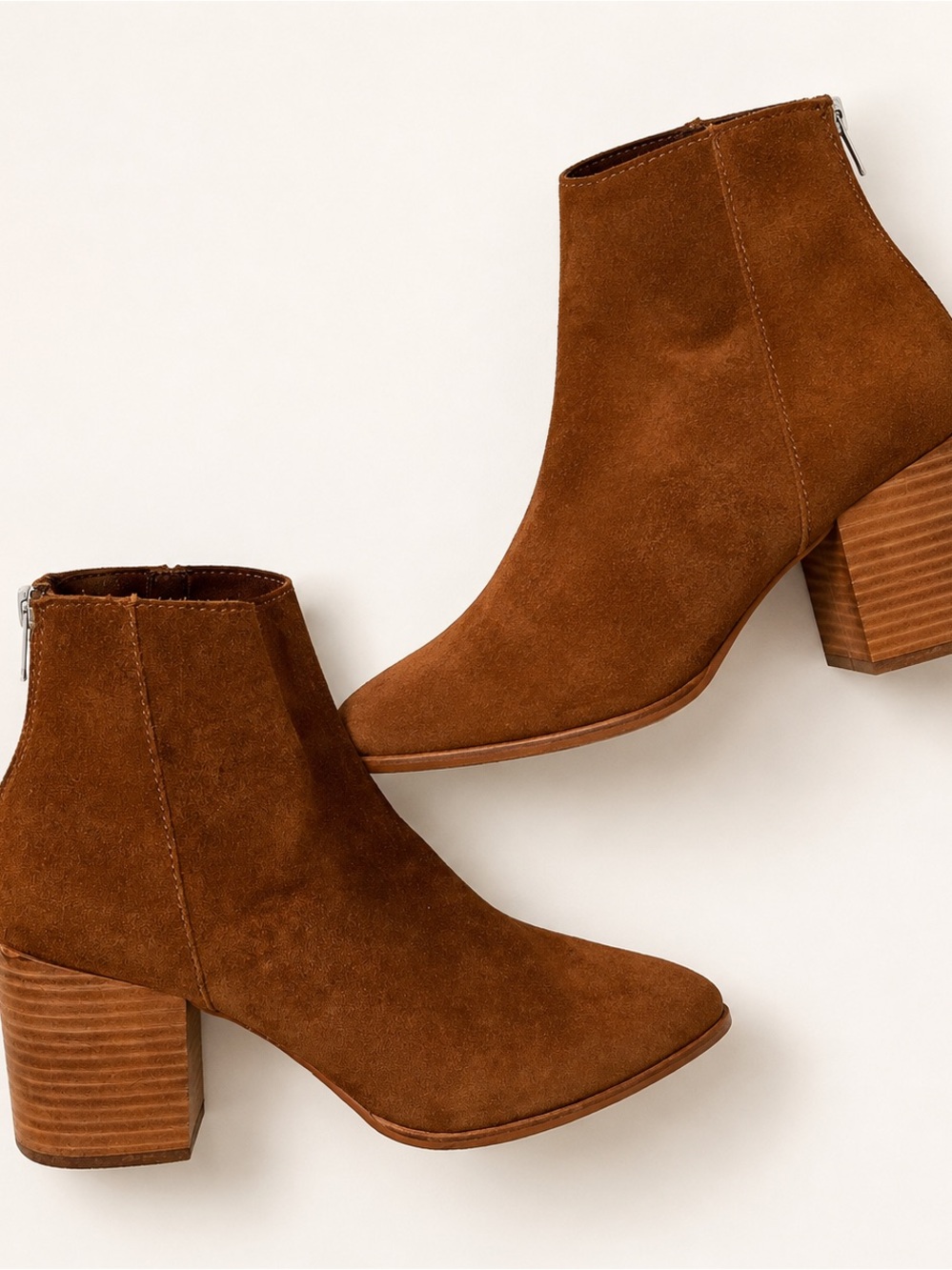 Steve Madden Women’s Cognac Brown Suede Pointed-Toe Ankle Boots Size 10